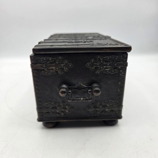 Iron Art Denmark Bronze Jewelry Box King Valdemar Dannebrog Casket c.1940 For Sale - Image 4 of 10
