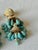 Mid-Century Modern Vintage 1950s Faux Turquoise Chandelier Clip-on Earrings, Gold-Tone, Pair For Sale - Image 3 of 16