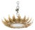 Mid 20th Century Spanish Gilt Metal Crown Chandelier with Leaves and Frosted Glass For Sale