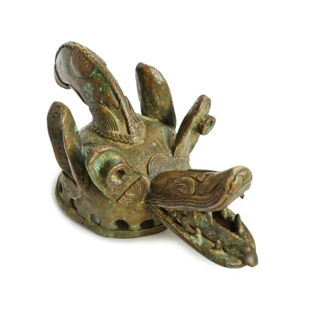 Rare Senufo cast brass headdress crest from West Africa, most likely originating from northern Côte d’Ivoire or southern...