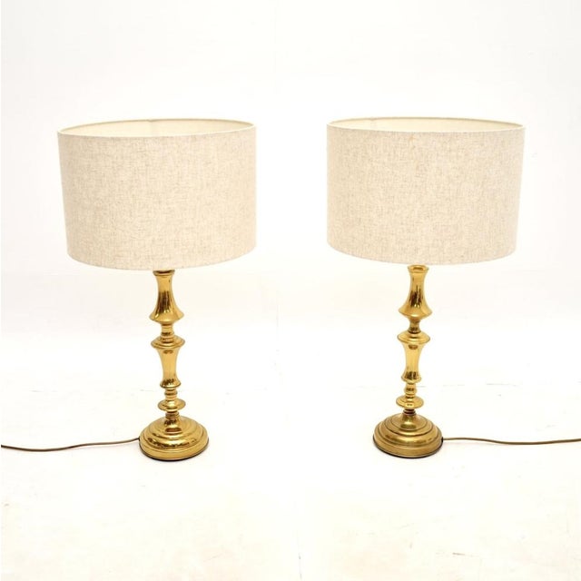 A superb pair of large vintage brass table lamps. They were made in England, and they date from the 1970’s. The quality is...