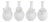 4-Piece Cameo Long Neck Porcelain Bud Vase Set For Sale