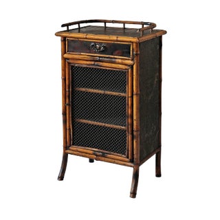 Antique English Chinoiserie Bamboo Cabinet For Sale