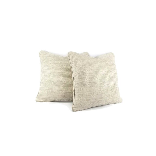 From GP & J Baker is Esker in the color Marble pillow cover. Colors feature cream and gray threads in a horizontal stripe...