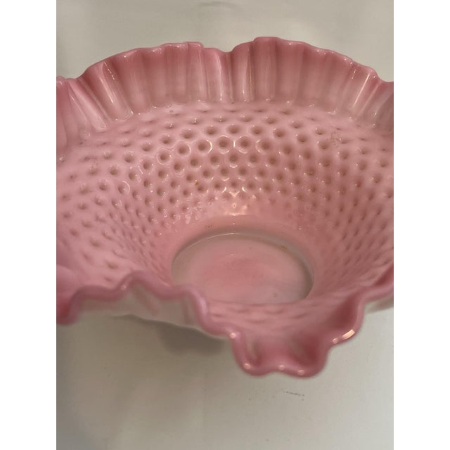 Mid 20th Century Bowl Pink Glow Hobnail Ruffled Fenton Cased Glass 4" Tall 10" Vantage For Sale - Image 12 of 13