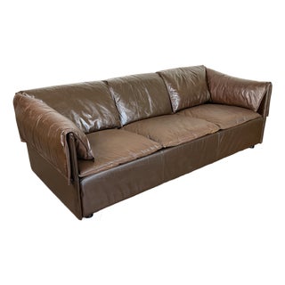 Vintage 1970's Danish Modern Leather Sofa For Sale