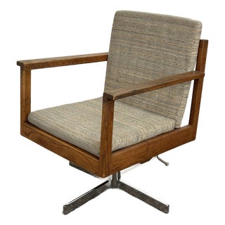 1971 Arden Riddle Oak Swivel Rocking Office Chair Mid Century Modern For Sale