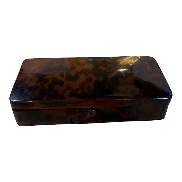 Faux Tortoiseshell Lucite Rectangular Box For Sale