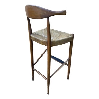 Vintage Modern Danish Cow Horn Bar Stool With Footplate For Sale