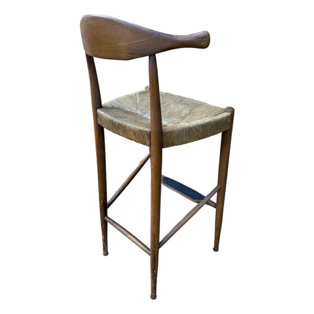 Vintage Modern Danish Cow Horn Bar Stool With Footplate For Sale