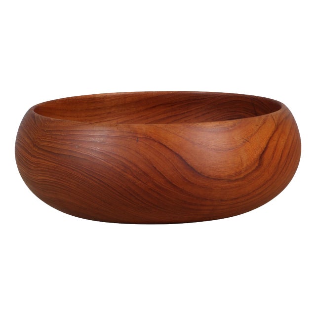 Turned Teak Wood Bowl by Kay Bojesen, Denmark, 1960s For Sale