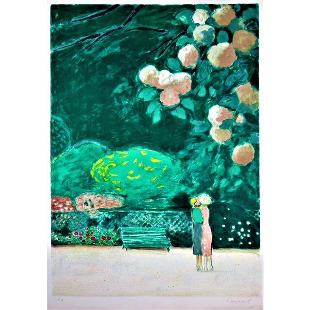 Jean-Pierre Cassigneul, "Les Fausses Confidences" Large original color lithograph, 1988 For Sale