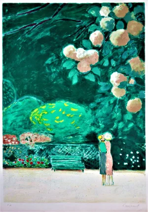 Jean-Pierre Cassigneul, "Les Fausses Confidences" Large original color lithograph, 1988