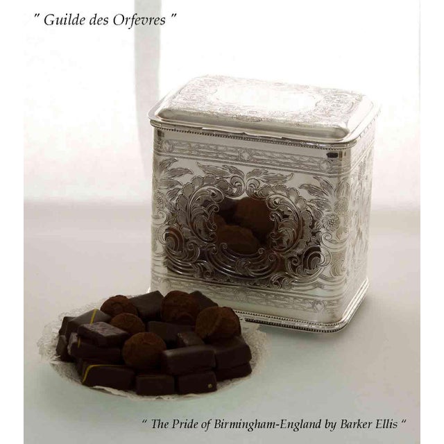 Ref. # IF 3505 Description : Silver Oblong Biscuit Box Embossed Pattern : Embossed - Size : H. 7 in. Electro Plated on...