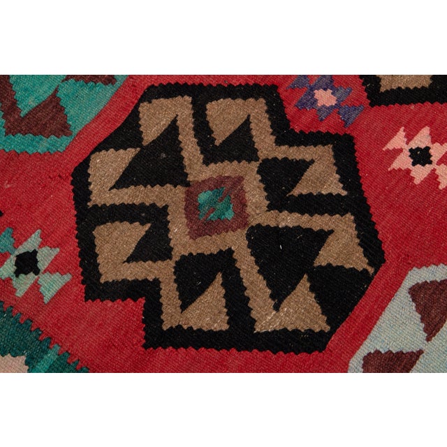 Textile 1960s Vintage Turkish Kilim Multicolor Handmade Tribal Wool Runner For Sale - Image 7 of 8