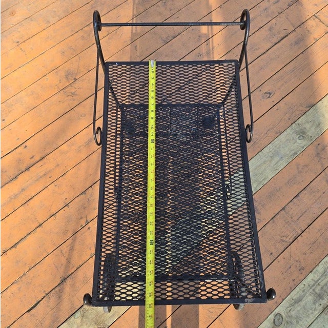 Vintage Outdoor Furniture Table - Wrought Iron Rolling Cart With Shelves For Sale - Image 6 of 10