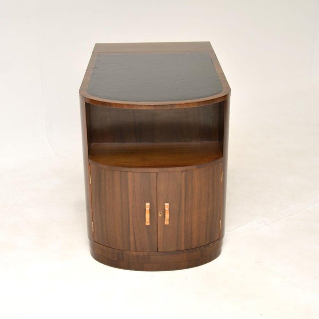 Art Deco Figured Walnut and Leather Top Desk, 1930s For Sale - Image 6 of 16
