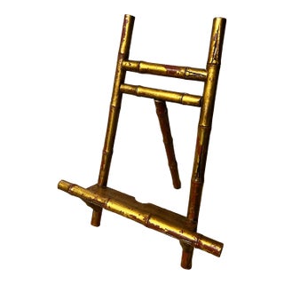 Faux Bamboo Large Gilt Wood Easel For Sale