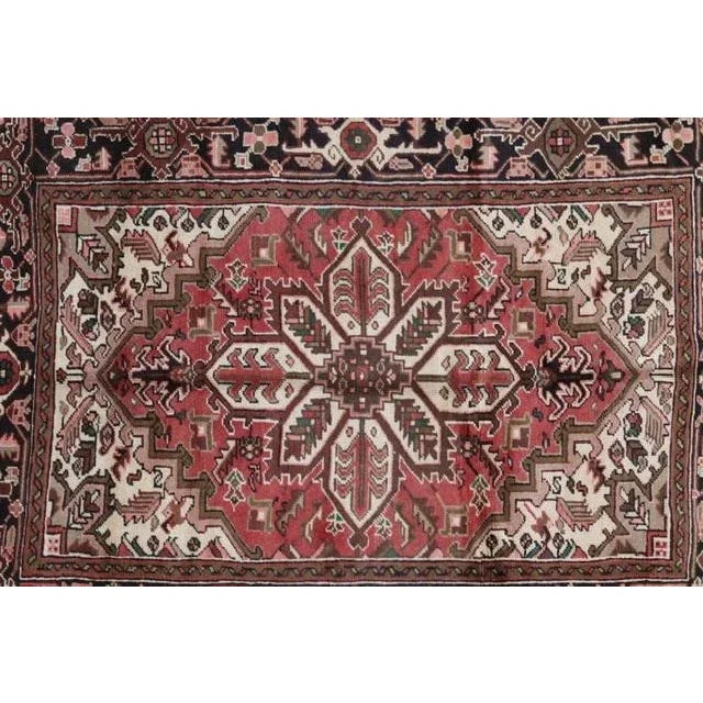 Wool pile genuine Handmade vintage Persian Heriz rug with thick pile-