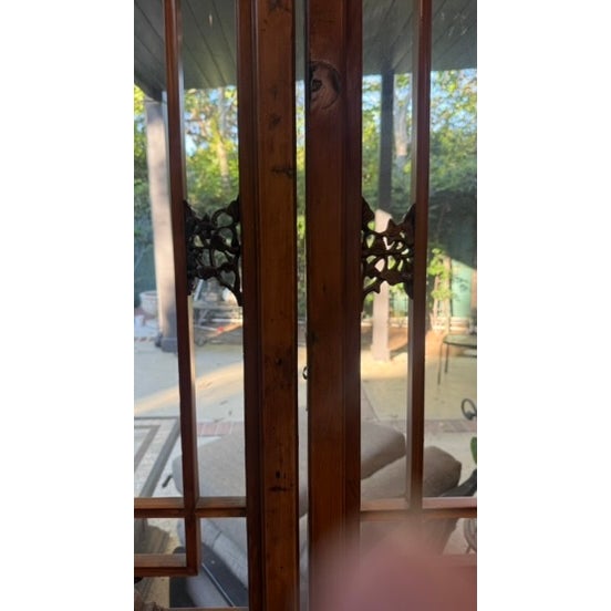 Brown Monumental Antique Chinese Elm Lattice Architectural Panels – 110” Tall (10 Available) For Sale - Image 8 of 9