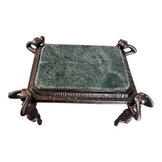 Vintage Figural Caryatid Marble Top Display Pedestal Stand For Sale