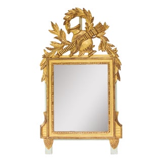 French Wooden Gilt Mirror with Crown, 1940s For Sale