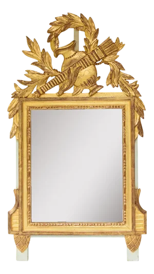 French Wooden Gilt Mirror with Crown, 1940s