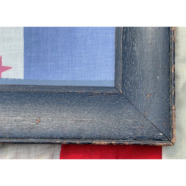 Late 19th Century Authentic Antique American Flag Bunting Roosevelt Campaign Cotton Period Oak Frame For Sale - Image 5 of 8