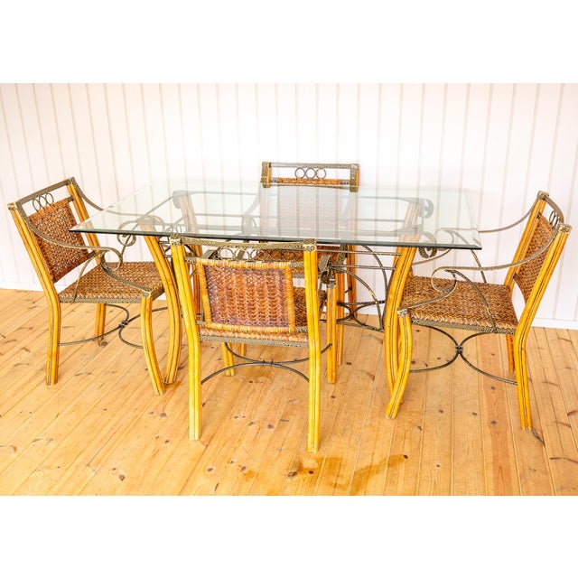 Vintage Bohemian Glass Dining Table and Armchairs, 1970s, Set of 5 For Sale - Image 12 of 18