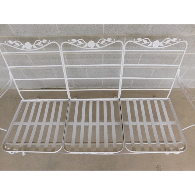 Circa 1950's Garden Sofa, and Arm Chair ( not labeled ) Sturdy wrought iron Original Condition, some paint loss, Both The...