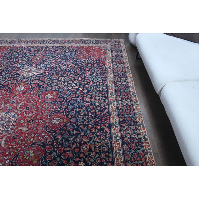 Textile 1960s Vintage Persian Handmade Wool Cotton Light Red Area Rug For Sale - Image 7 of 11