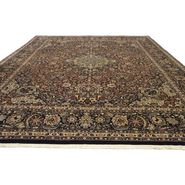vintage Pakistani Persian style rug with all over floral motif. This traditional Persian style rug features an intricate...