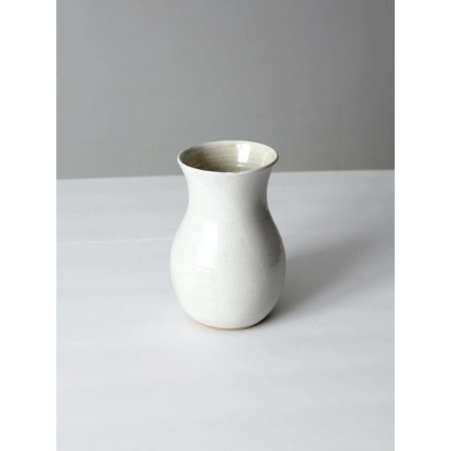 White Vintage White Studio Pottery Vase For Sale - Image 8 of 10