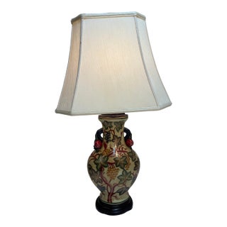 Tuscany Table Lamp Fruit & Vine Ceramic Urn — Italian Villa Mediterranean Vineyard Decor For Sale