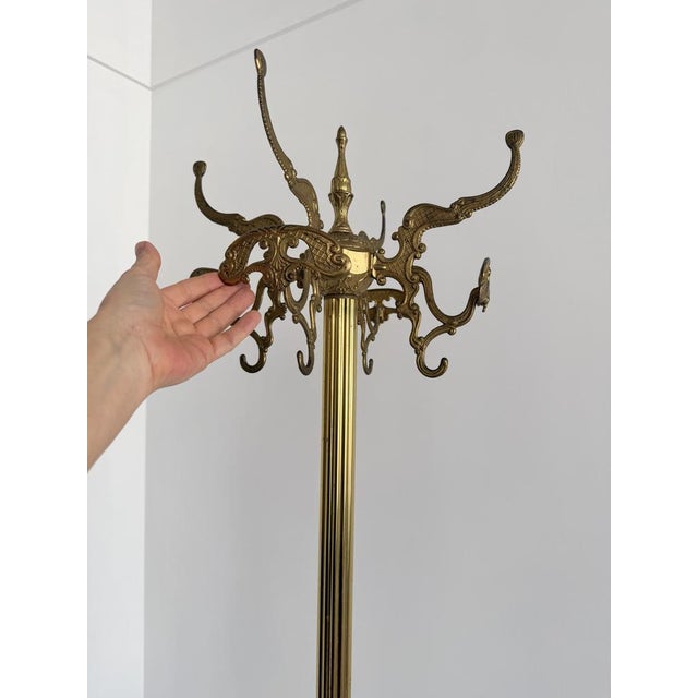 1960s Vintage Italian Brass Hall Tree Coat Rack with Umbrella Stand, 1960s For Sale - Image 5 of 18