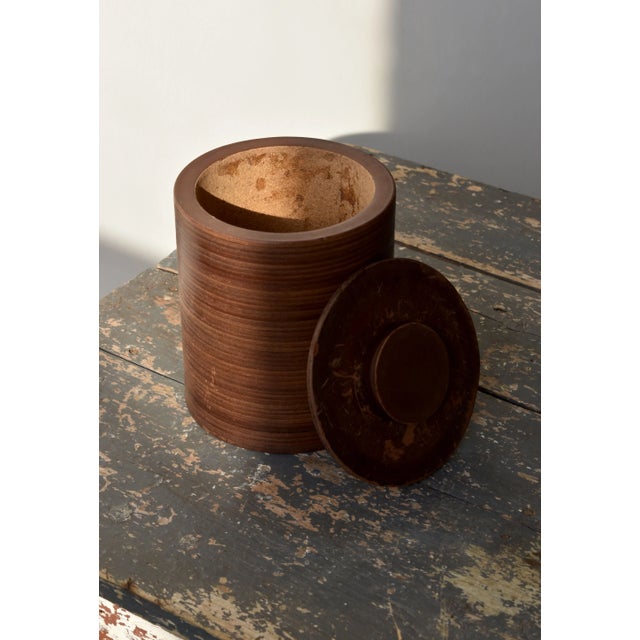 Vintage Stacked Leather + Cork Humidor / Vessel by Gardner-Kates, Circa 1950s. Fully constructed of thin layers of stacked...