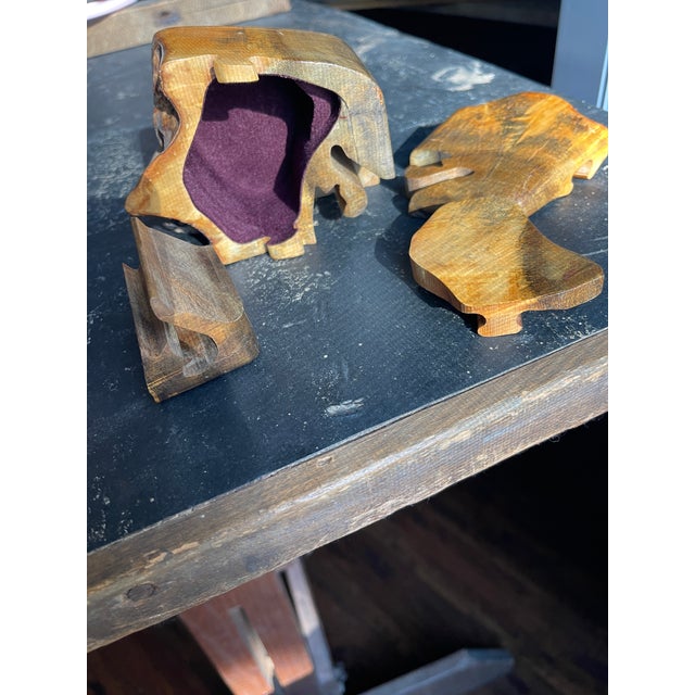 Richard Rothbard Hand Made Burl Wood Cat Puzzle Jewelry Box 20th Century For Sale - Image 12 of 12