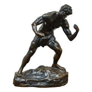 Bronze Statue of an Athlete by Jef Lambeaux For Sale