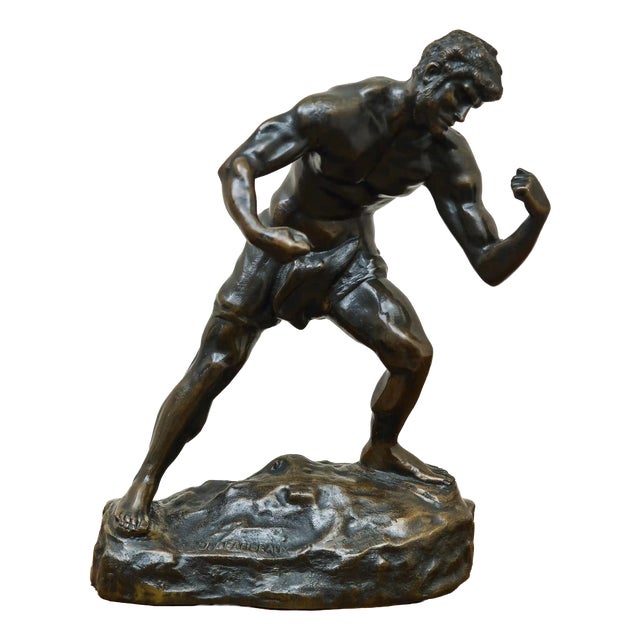 Bronze Statue of an Athlete by Jef Lambeaux For Sale