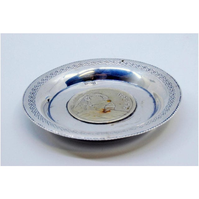 Silver Ring with Surrounding Strips and Sphinx Coin For Sale - Image 3 of 7