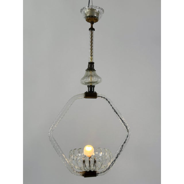 Lovely and highly decorative mid-century modern pendant lamp or chandelier. Designed & manufactured by barovier & toso,...