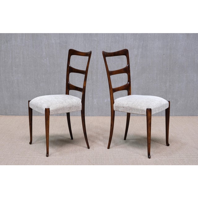 Mahogany and Chenille Dining Chairs by Paolo Buffa, Italy, 1940s, Set of 8 For Sale - Image 14 of 17