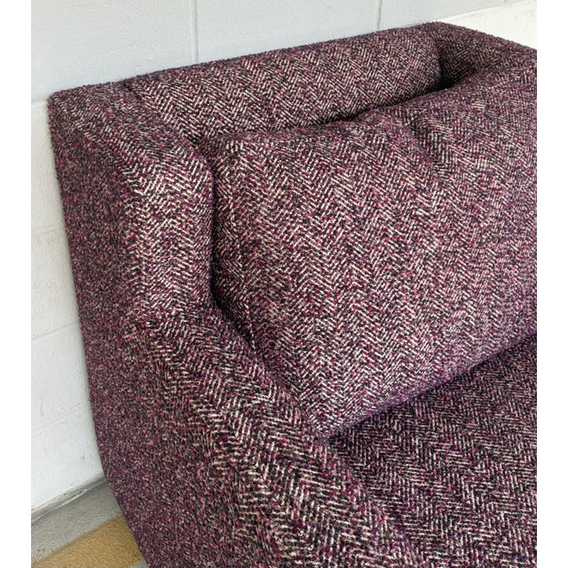 Textile Revelation Modern Tweedy Bird Purple Finch Unwind Swivel Chairs Pair For Sale - Image 7 of 8