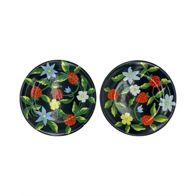 Ceramic Vintage Bergdorf Goodman Floral Decorative Plates, Made in Italy- a Pair For Sale - Image 7 of 12