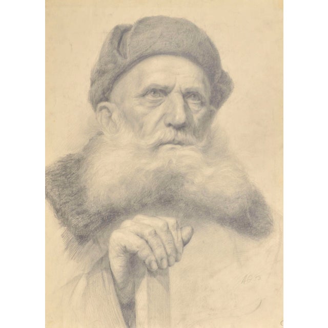Albert Goltjakov, Man with a Winter Hat, 1953, Pencil on Paper For Sale - Image 6 of 6