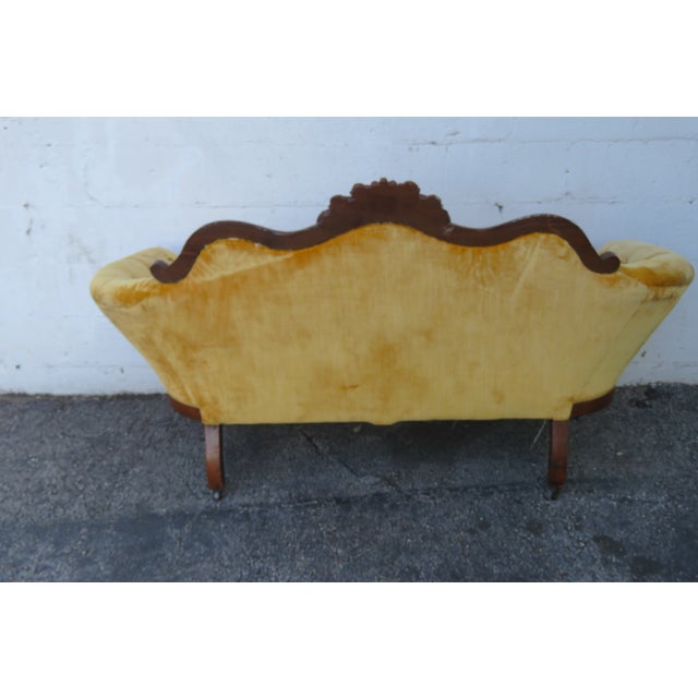 Late 1800s Victorian Carved Solid Mahogany Settee Loveseat Sofa 6000 For Sale - Image 14 of 14