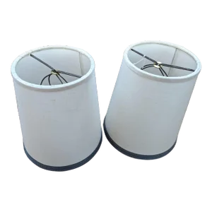 Off-White and Blue Fenchel Shades Sconces Lamp Shades - a Pair
