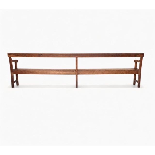 Wood 19th Century French Oak Open Arm Bench For Sale - Image 7 of 9