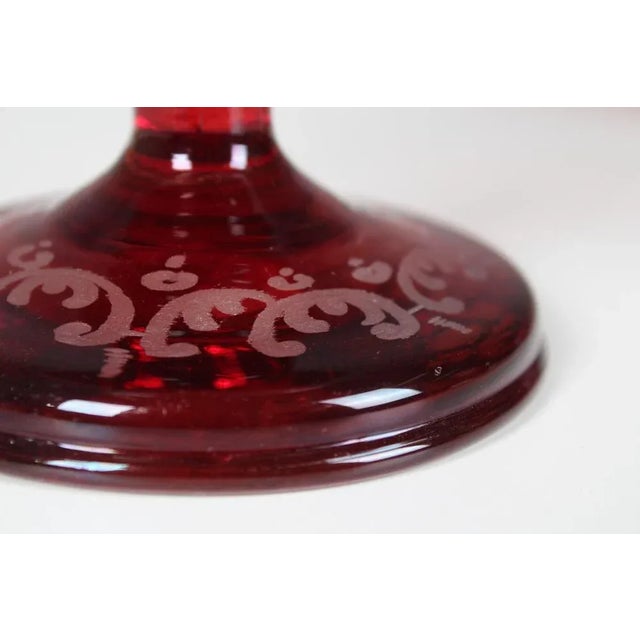 Bohemian Crystal Glass Set in Ruby Red and Yellow, 1880s, Set of 3 For Sale - Image 6 of 12