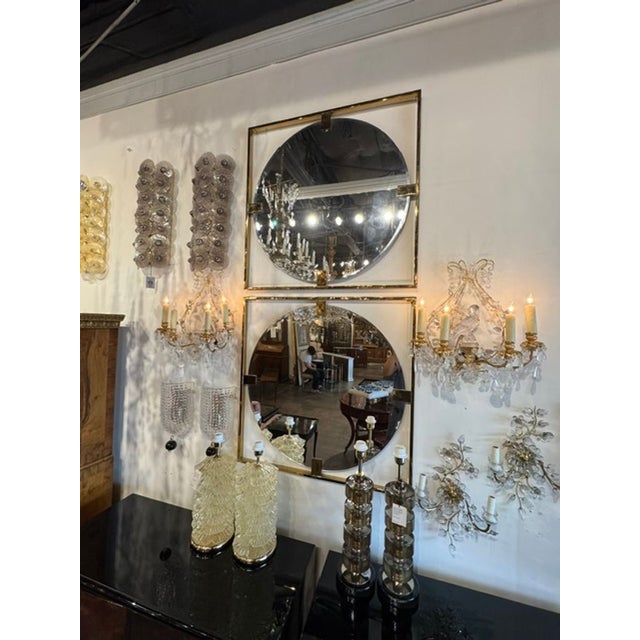 Modern Italian Modern Brass Frame Mirrors For Sale - Image 3 of 7